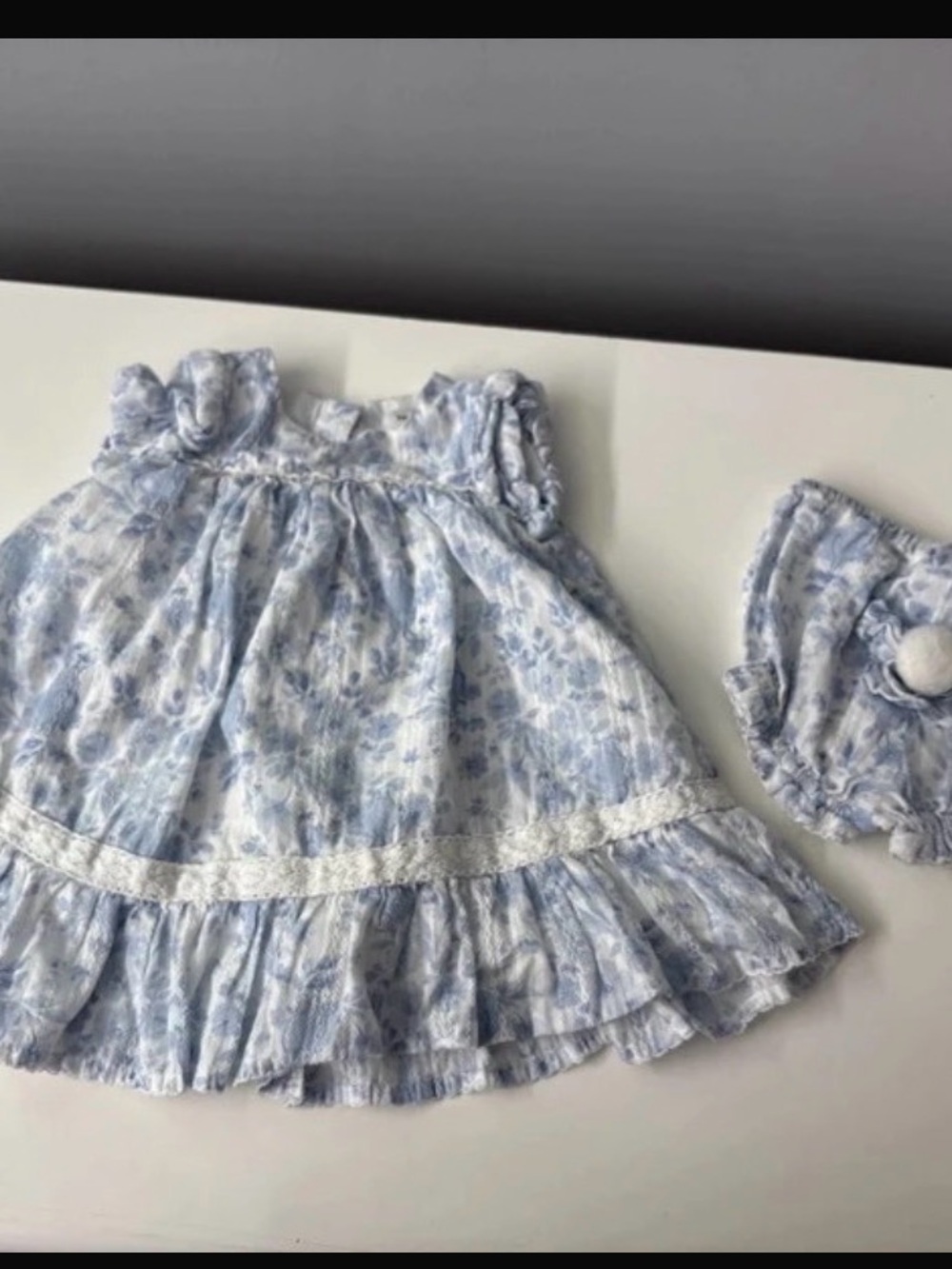 Haute Hippie Light Blue Floral Smocked Baby Dress